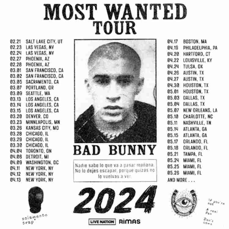 Bad Bunny Announces "Most Wanted Tour" for 2024 with 47 Shows